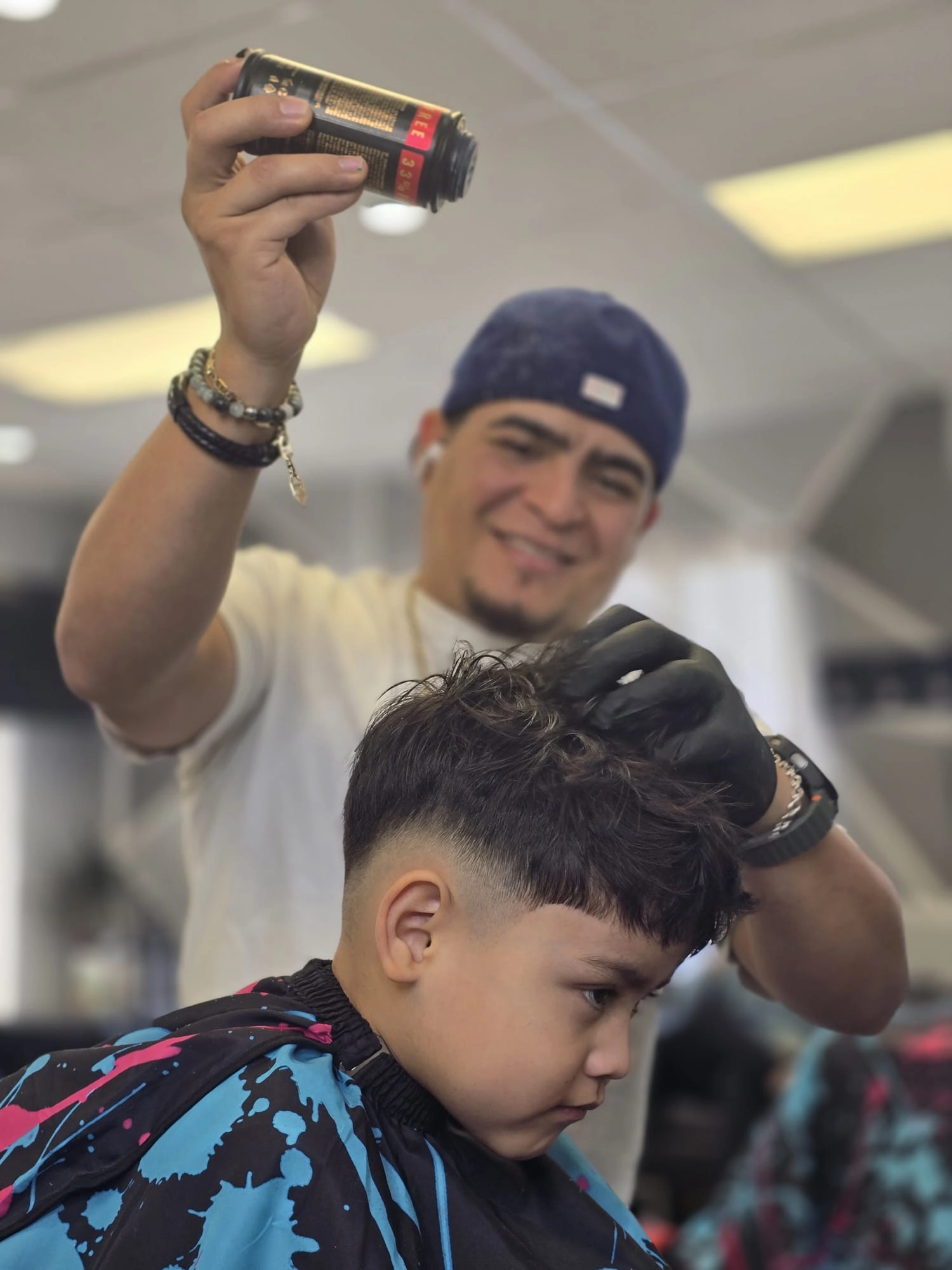 Barber giving haircut